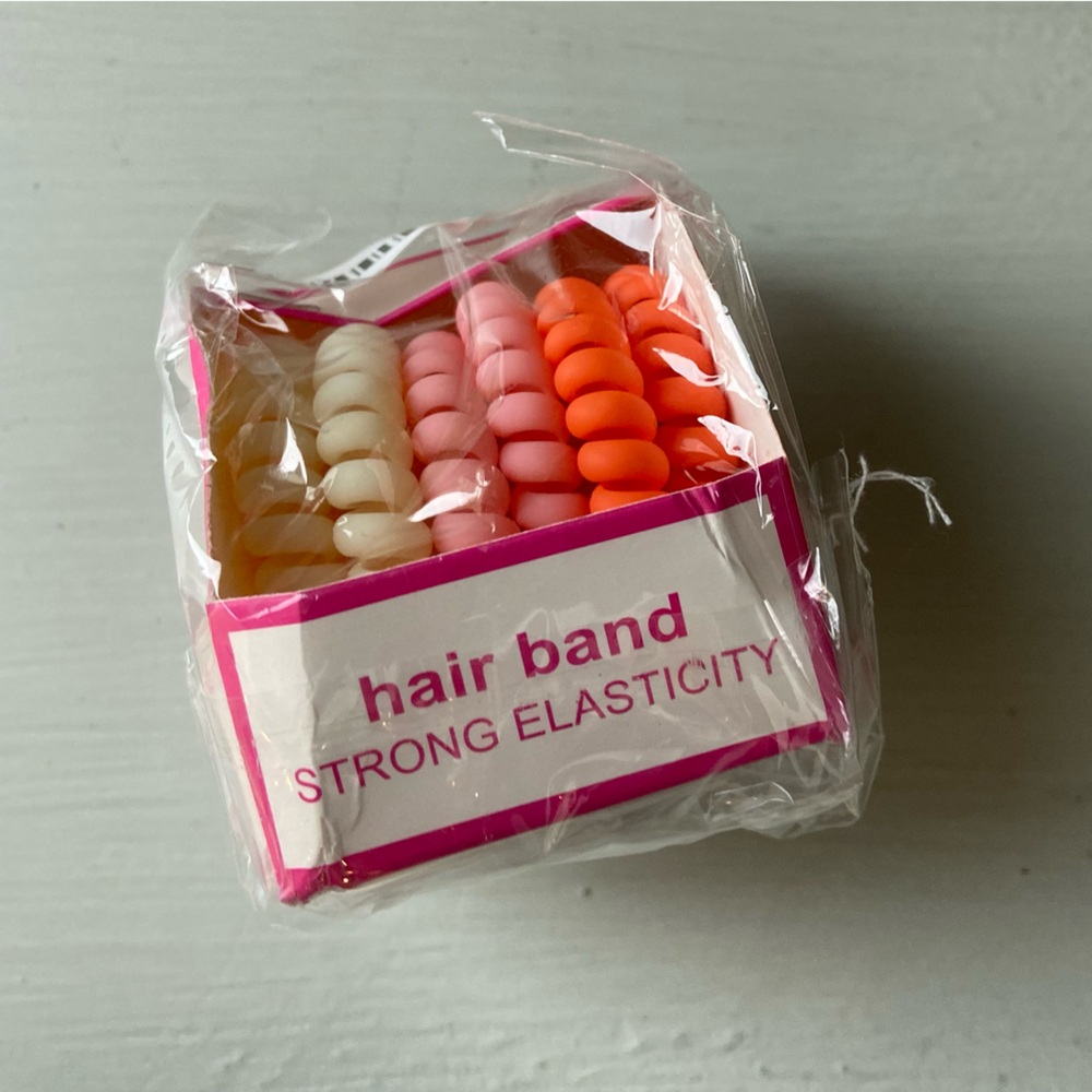 NWT Pink Orange 6 Pcs Spiral Hair Ring
